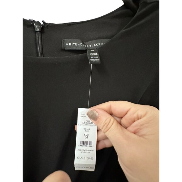 💰BOGO💰 New WHBM Black Long Cap Sleeve Dress with Gathered Side sz M - Picture 5 of 7